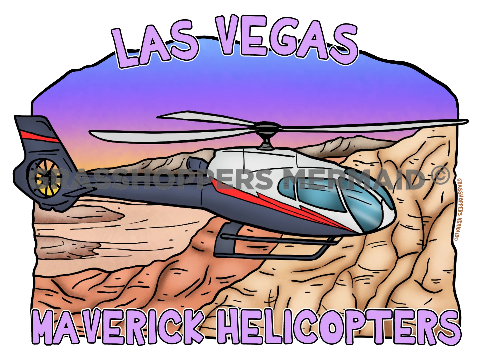Helicopter & Purple Skies