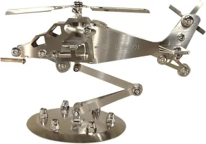Helicopter Model 3D Metal Mechanical Helicopter Model DIY Helicopter Model Airplane Model Helicopter Kit for Desktop Decoration 1 Pcs（Silvery）