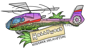Helicopter with Green Mountains