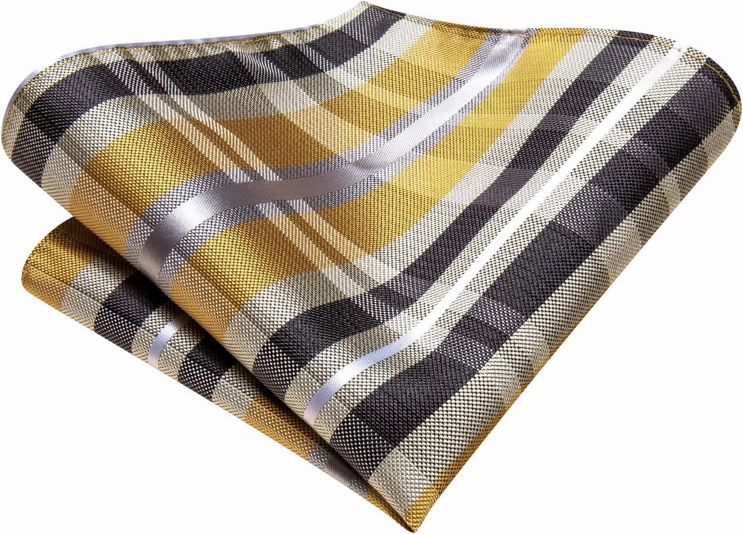 Hi-Tie Mens Plaid Ties Classic Paisley Necktie with Handkerchief Cufflinks Set Business Stripe Tie