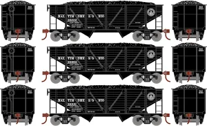 HO 34' 2-Bay Composite Coal Hopper w/Load B&O 3 RND70803 HO Rolling Stock