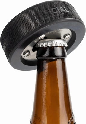 Hockey Puck Bottle Opener | Made from Real Puck | Great Ice Hockey Gifts for Hockey Coach Gifts | Beer Opener Coaster and Gifts for Hockey Players | Hockey Puck Favors