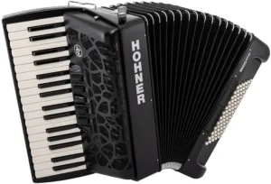 Hohner BRAVO MyColor III 72 Lightweight Chromatic Piano Key Accordion with Gig Bag and Adjustable Strap (Night - Jet Black)