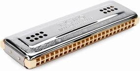 Hohner 56-CG Echo Harp 2x48 C and G Keys Tuned Tremolo Harmonica with Double Lacquered Maple Comb and Detuned Reed Pairs (Stainless Steel)