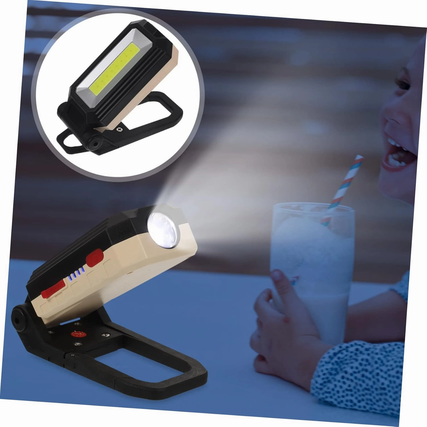 Homoyoyo Led Folding Work Light Cob Inspection Lamp with Magnetic Base USB Rechargeable Compact Design for Car Garage Lighting Trouble Lamp for Camping and Emergency Use