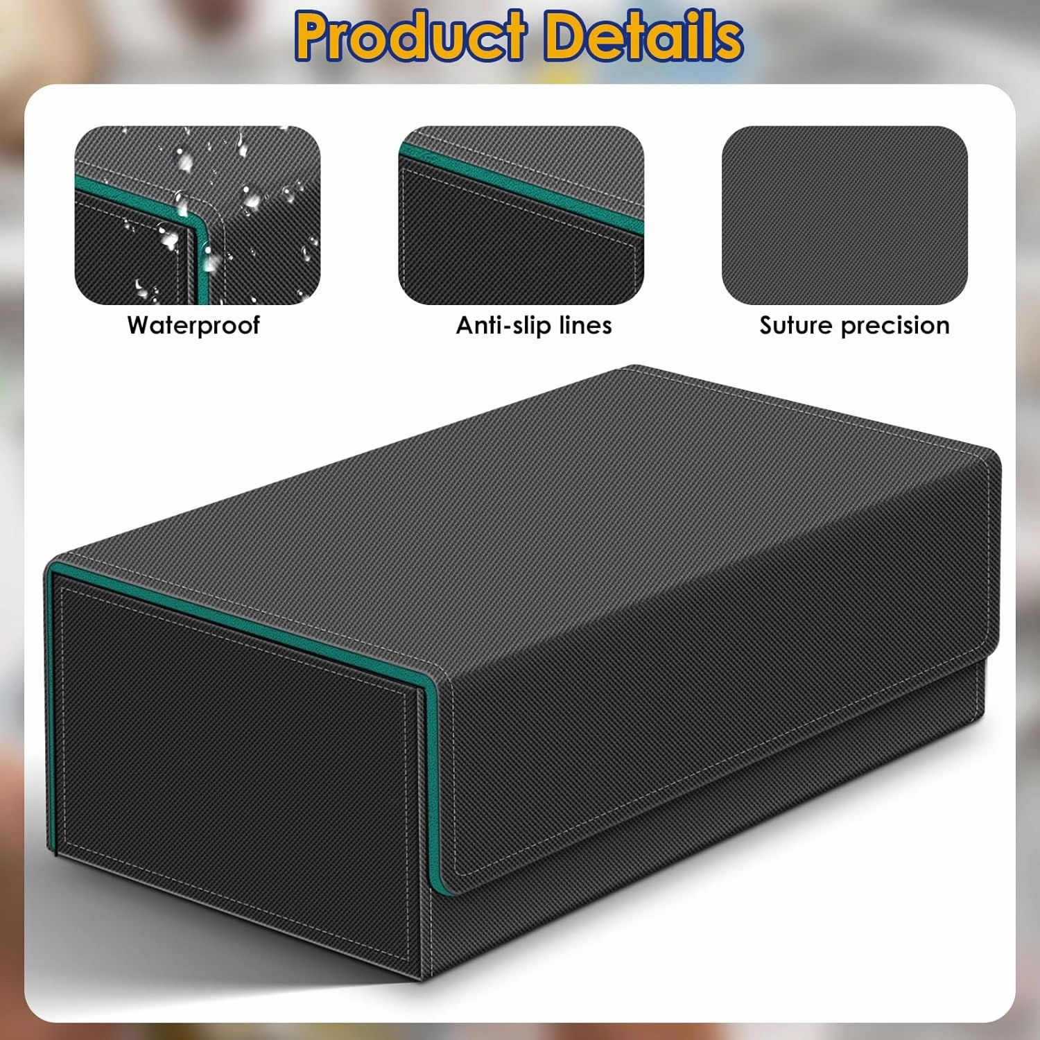 Homthy 1200  Card Deck Case for Trading Cards, Leather Magnetic Closure Commander Card Storage Box Magic Card Protectors Fit for Sports Cards, Game Card Standard Cards (Cyan)