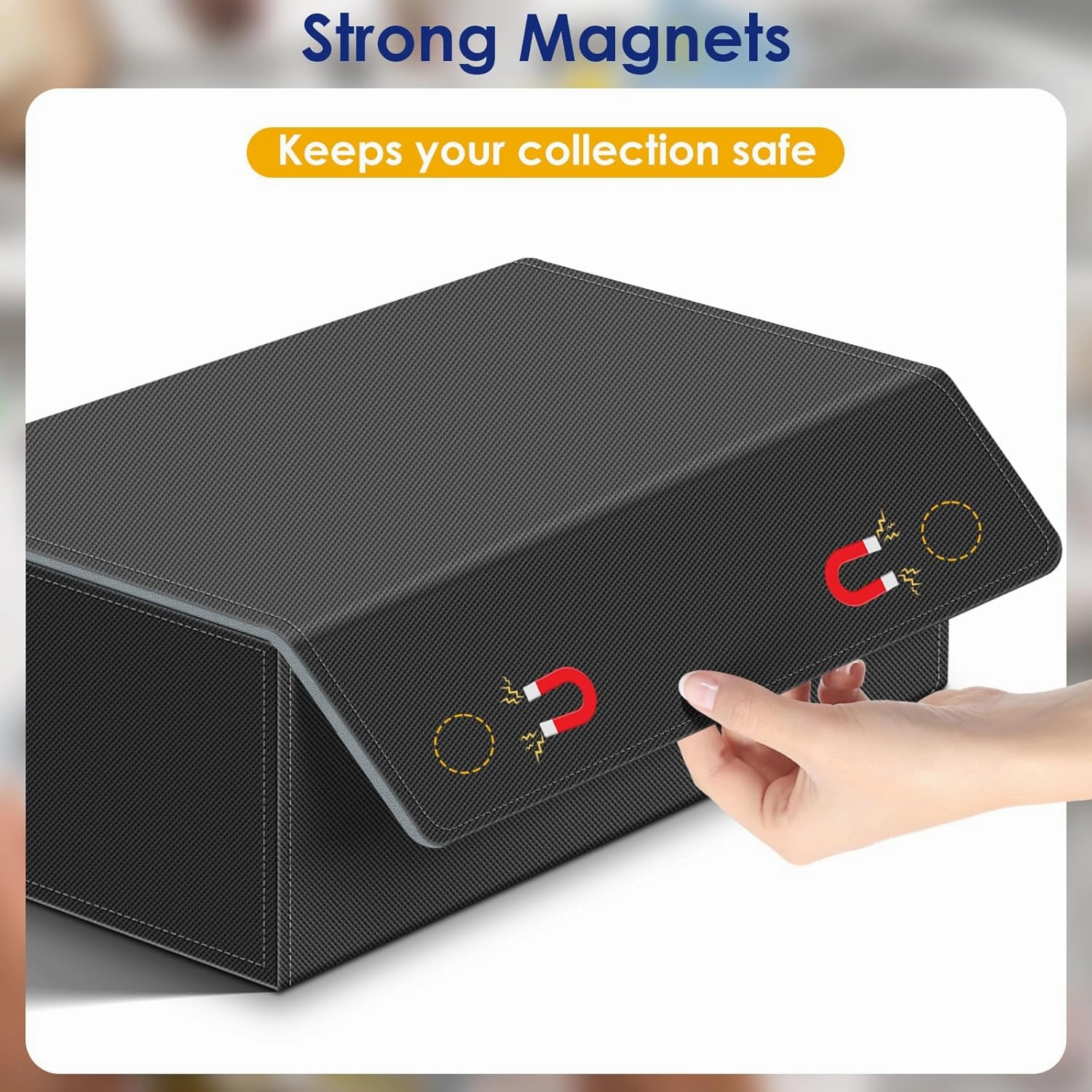 Homthy 1200  Card Deck Case for Trading Cards, Leather Magnetic Closure Commander Card Storage Box Magic Card Protectors Fit for Sports Cards, Game Card Standard Cards (Grey)
