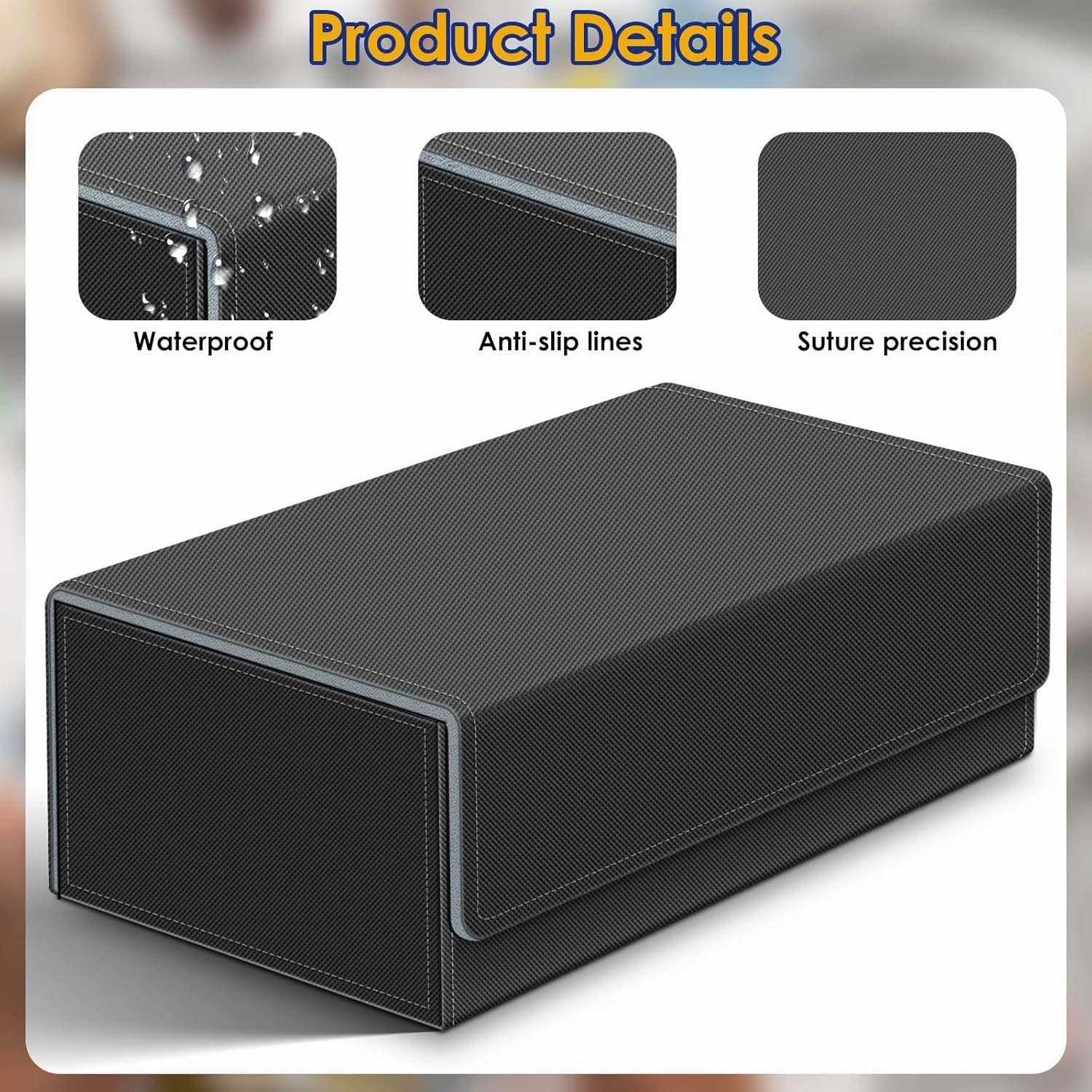 Homthy 1200  Card Deck Case for Trading Cards, Leather Magnetic Closure Commander Card Storage Box Magic Card Protectors Fit for Sports Cards, Game Card Standard Cards (Grey)