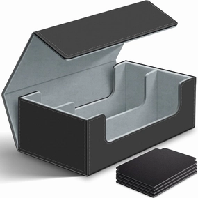 Homthy 1200  Card Deck Case for Trading Cards, Leather Magnetic Closure Commander Card Storage Box Magic Card Protectors Fit for Sports Cards, Game Card Standard Cards (Grey)