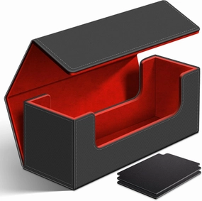 Homthy 600 Card Deck Case for Trading, Leather Magnetic Closure Commander Storage Box Fit for Sports, Game, Standard Cards (Red)