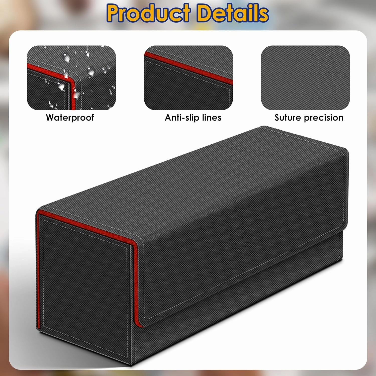 Homthy 600 Card Deck Case for Trading, Leather Magnetic Closure Commander Storage Box Fit for Sports, Game, Standard Cards (Red)