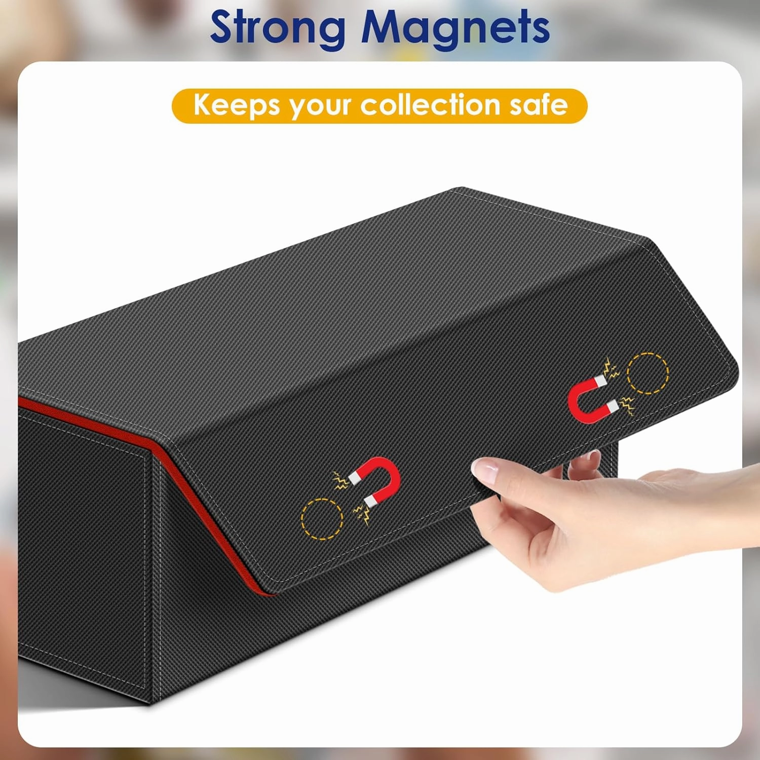 Homthy 600 Card Deck Case for Trading, Leather Magnetic Closure Commander Storage Box Fit for Sports, Game, Standard Cards (Red)