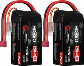 HOOVO 3S Lipo Battery, 80C 2200mAh 11.1V Shorty Lipo Battery Pack, Softcase with T Connector for Drone RC Quadcopter Helicopter Airplane FPV RC Car, 2 Pack