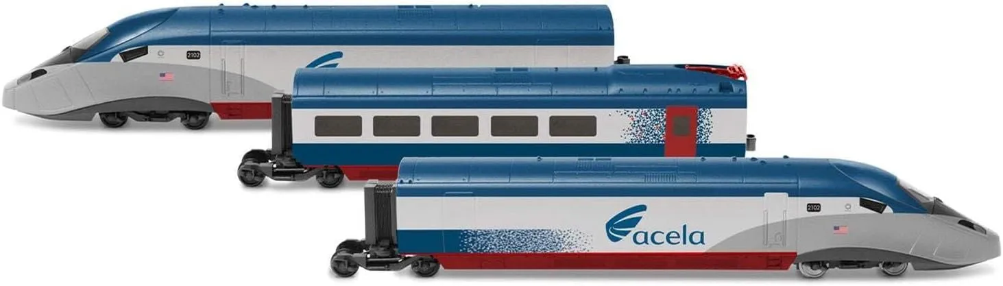 Hornby Electric Train Set - HR1000T Amtrak Acela NEC High-Speed - HO Gauge Train Starter Sets, Adult Vintage Trains, Small Hobby Model for Adults - with Tracks, MidiMat, Connecting Track, Controller