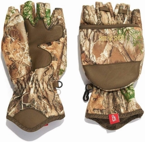 HOT SHOT Men’s Camo Cyclone Stormproof Pop-Top Mittens - Realtree Edge Outdoor Hunting Camouflage