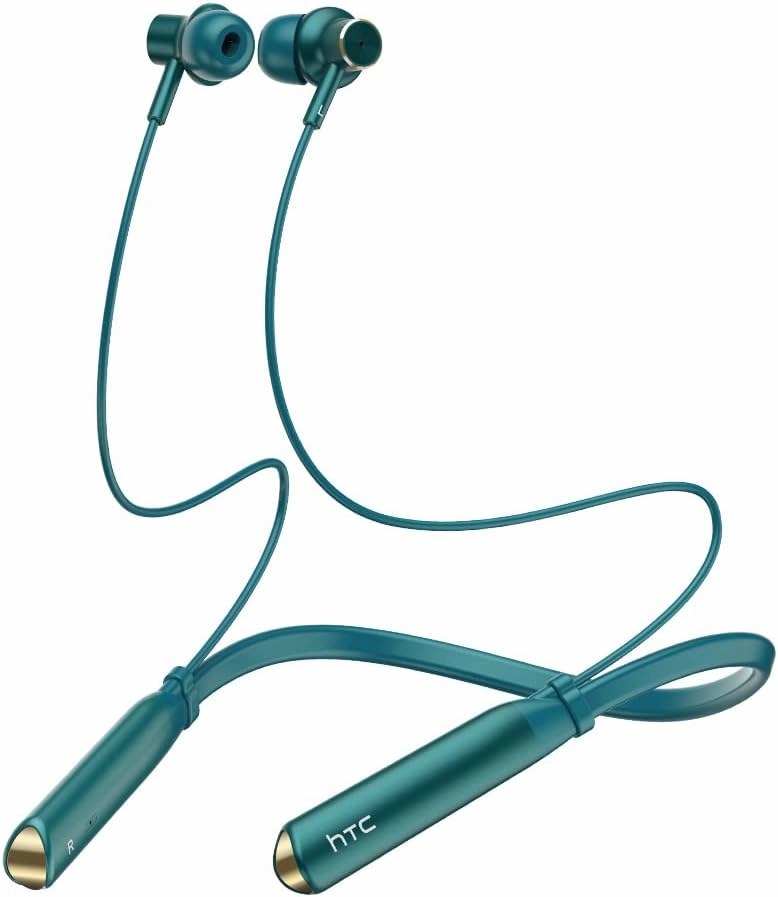 HTC Neckband Headphones Bluetooth, Magnetic Stereo Earphones with Hall Function for Calling, Exercising -10mm Drivers/Game Modes/16H Playtime/IPX5 Waterproof- Green