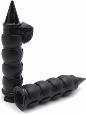 HTTMT TRHB114E-25- Motorcycle Black 25mm 1" Spike Handlebar Grips Throttle Boss Compatible with Harley Softail Dyna Sportster Electra Glide/Kawasaki Ninja Hayabusa GSXR700 GSXR1000