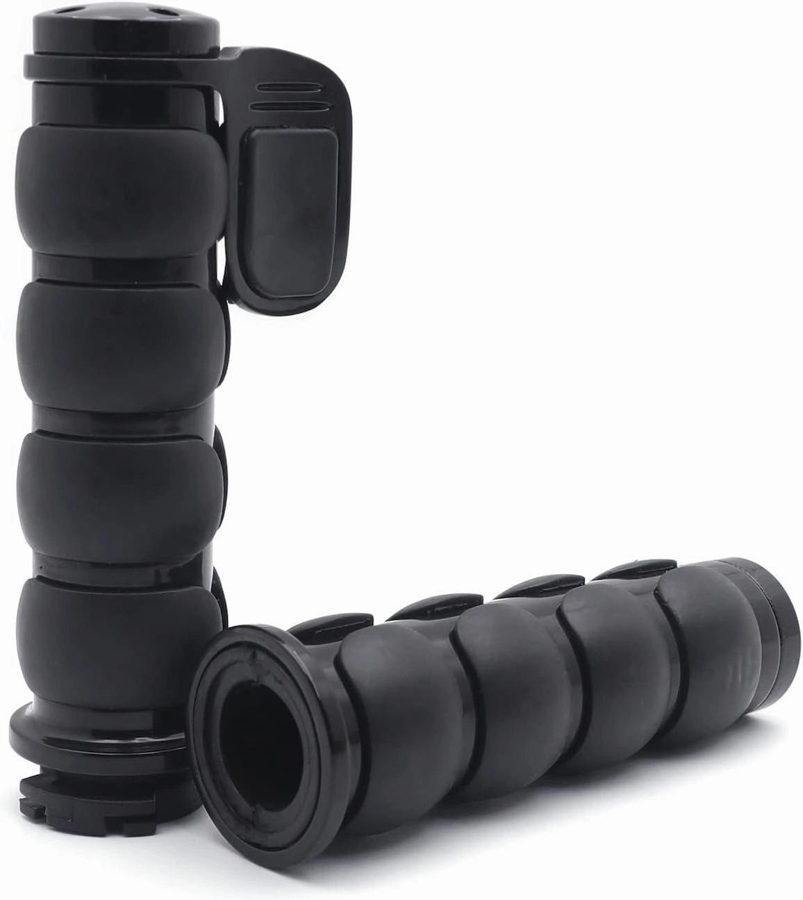 HTTMT TRHB114F-25-BK Black Rubber Hand Grips 1 inch 25mm Pair Compatible with Harley Davidson Softail Fat Boy FLSTF Kawasaki Vulcan Suzuki Intruder Road Star V Star