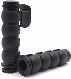 HTTMT TRHB114F-25-BK Black Rubber Hand Grips 1 inch 25mm Pair Compatible with Harley Davidson Softail Fat Boy FLSTF Kawasaki Vulcan Suzuki Intruder Road Star V Star