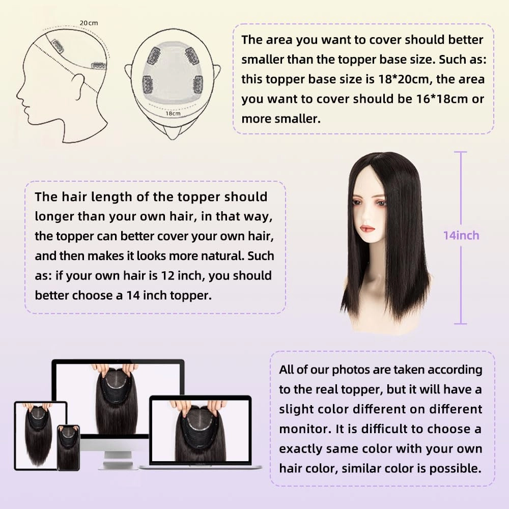 Human Hair Topper 18 * 20 cm Swiss Lace Base Hairpiece 10 Inch Clip in Human Hair Toppers Straight Human Hair Pieces for Women with Hair Loss Thinning Piano 4/27 Color (10 Inch, P4/27#)