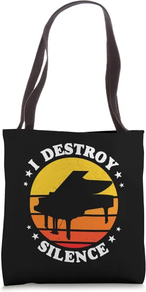 I Destroy Silence Piano Tote Bag