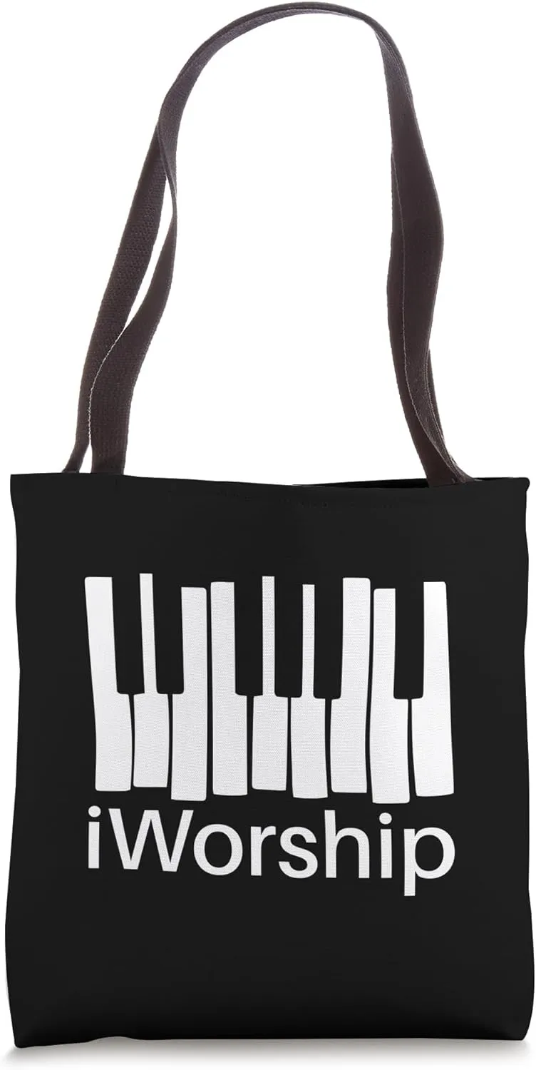 i Worship Piano Player Musician Church Christian Worshiper Tote Bag