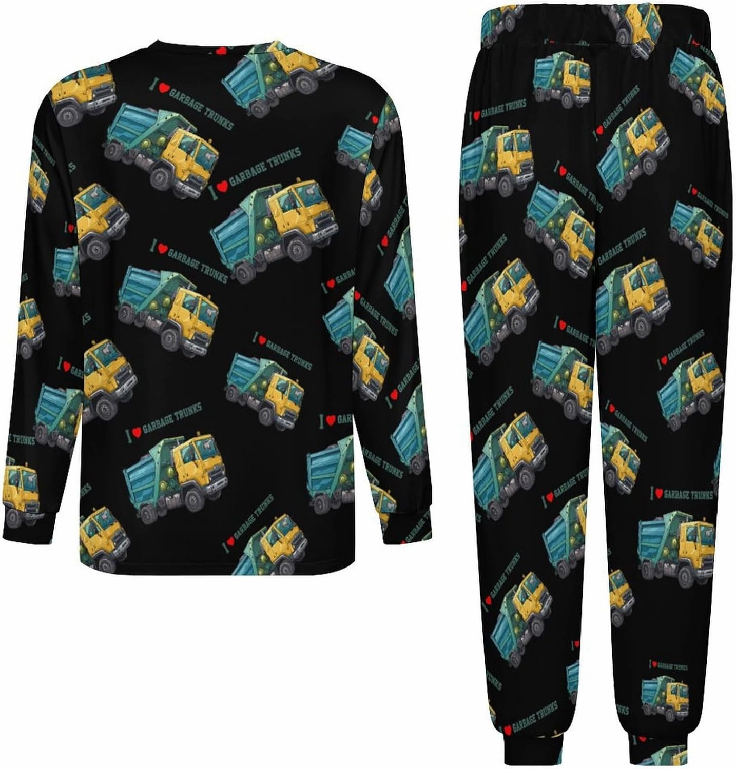 I Love Garbage Trunks Men's Pajama Set Two Piece Long Sleeve Top And Lounge Pants Sleepwear Loungewear