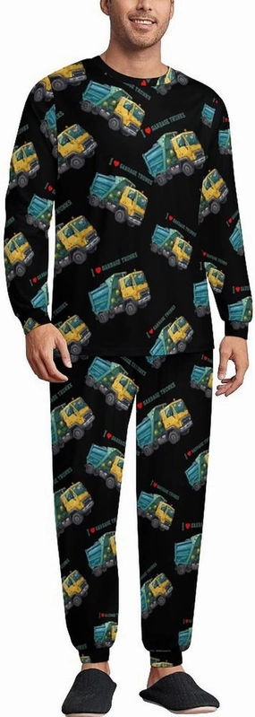 I Love Garbage Trunks Men's Pajama Set Two Piece Long Sleeve Top And Lounge Pants Sleepwear Loungewear