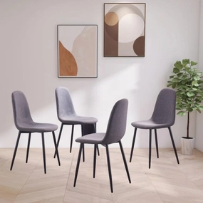 IDS Home Dining Room Chair for Kitchen, Mid Century Modern Accent Armless Side Fabric Chair, Upholstered Cover with Metal Legs Set of 4/6 (Set of 4, Grey)