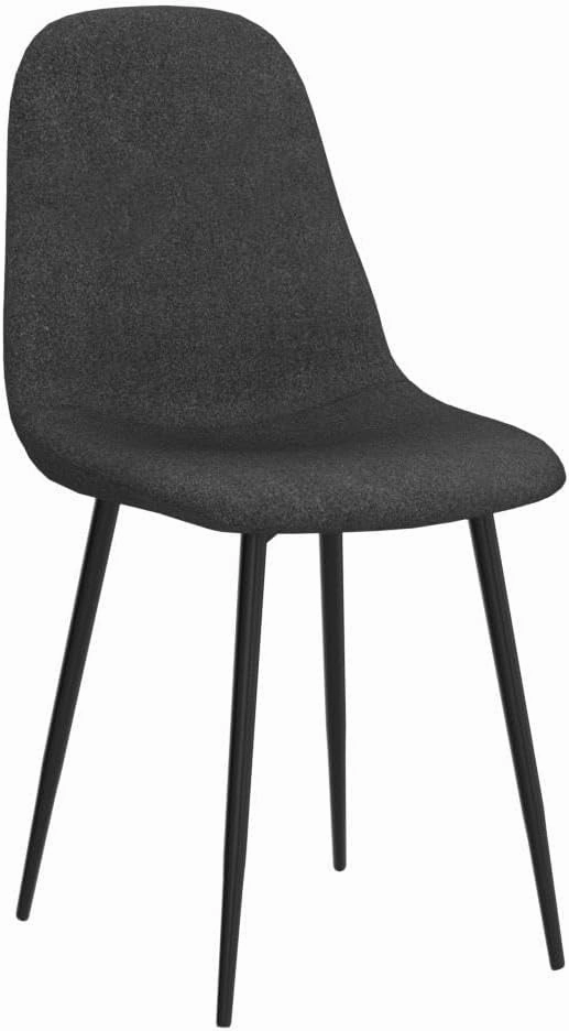 IDS Home Dining Room Chair for Kitchen, Mid Century Modern Accent Armless Side Fabric Chair, Upholstered Cover with Metal Legs Set of 4/6 (Set of 4, Grey)