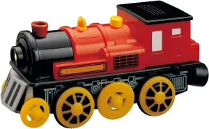 inc. Red Motorized Toy Train Engine - Classic Steam Locomotive with Real Chug-Chug Sound, Bells, Whistle. Rubber Wheel Tread for Traction. Colorful Dark Red