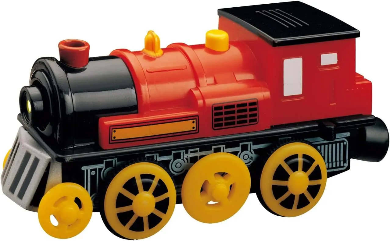inc. Red Motorized Toy Train Engine - Classic Steam Locomotive with Real Chug-Chug Sound, Bells, Whistle. Rubber Wheel Tread for Traction. Colorful Dark Red