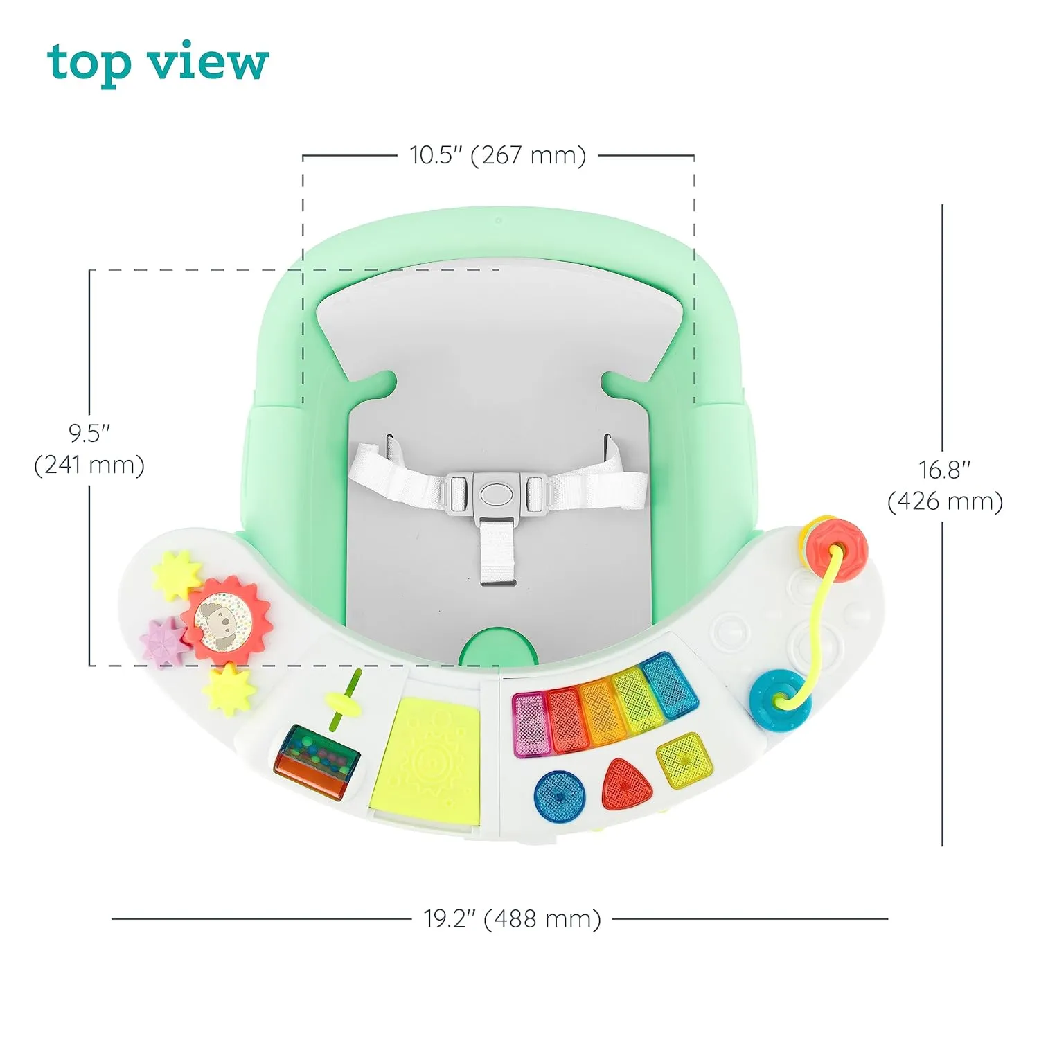 Infantino Music & Lights 3-in-1 Discovery Seat & Booster, Toddler Booster Seat for Dining Table or Kitchen Chair, Baby Activity Center & Snack Tray, Mint