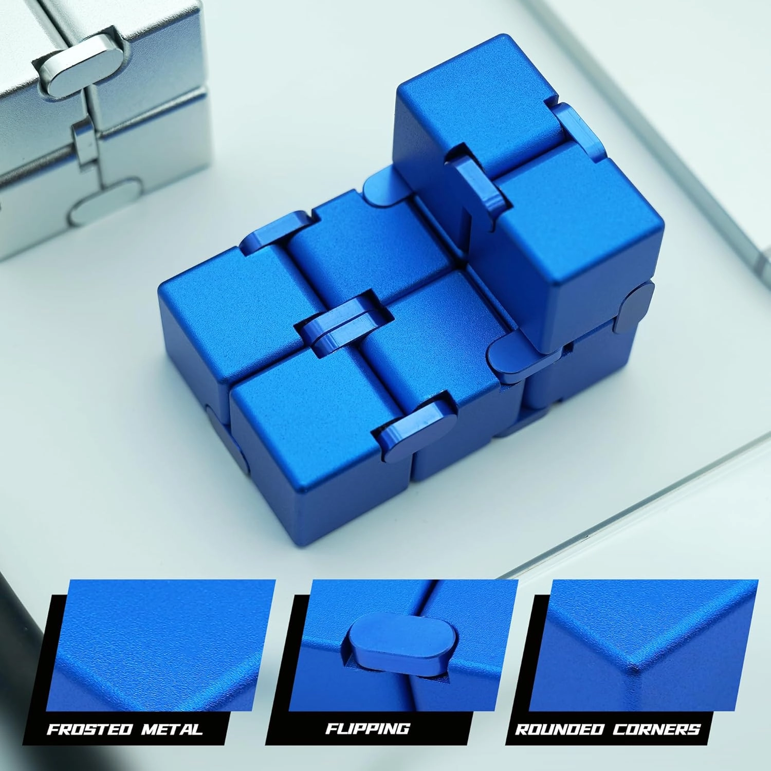 Infinity Cube, Blue Fidget Toys for Audlts, Fidgette Toys for Kids, Fidget Toys for Teens, Desk Fidgets for Office for Adults (Blue)