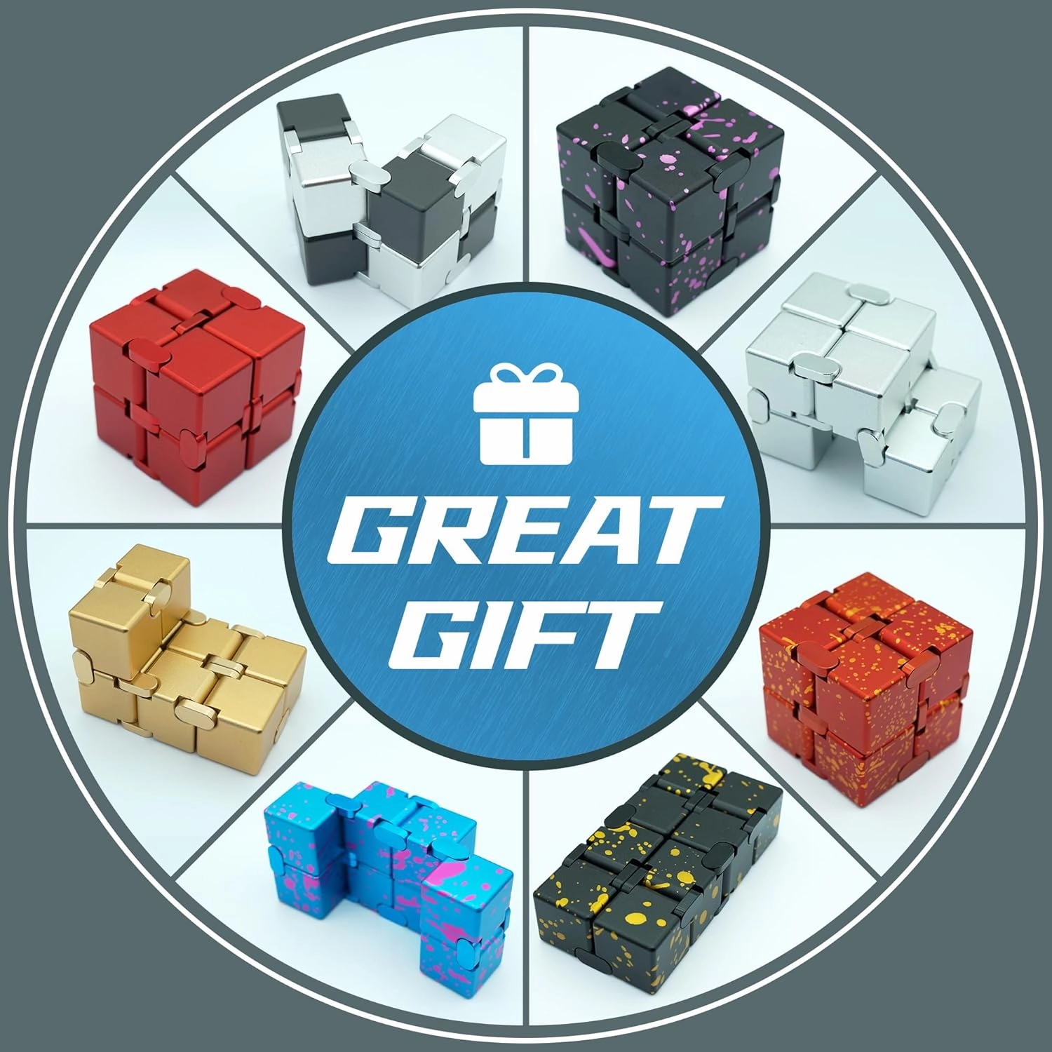 Infinity Cube, Blue Fidget Toys for Audlts, Fidgette Toys for Kids, Fidget Toys for Teens, Desk Fidgets for Office for Adults (Blue)