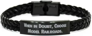 Inspire Model Railroads Braided Leather Bracelet, When in Doubt, Choose Model, Present For Men Women, New Gifts From Friends, Model trains, Train sets, Toy trains, Electric trains, train set, Ho scale