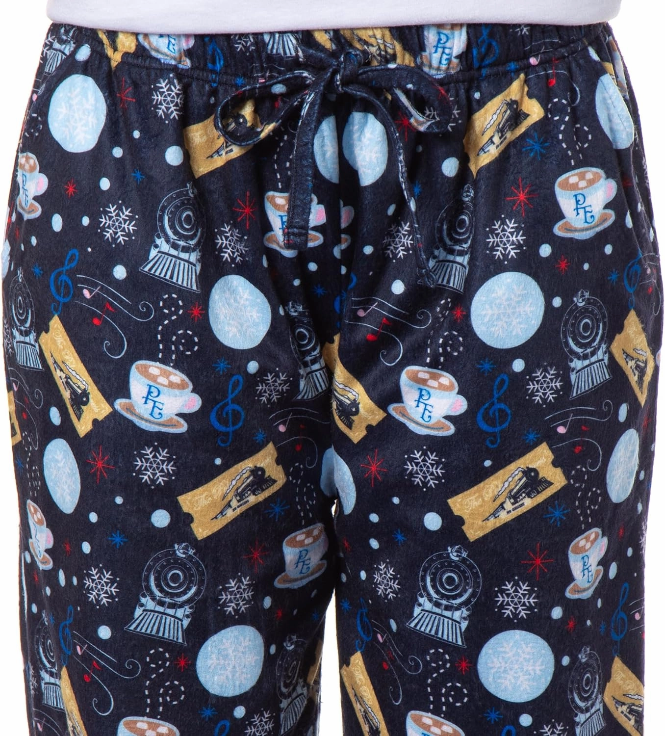 INTIMO The Polar Express Women's Christmas Train Hot Cocoa Tossed Print Sleep Pajama Pants For Adults