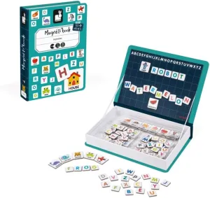 Janod MagnetiBook 143 pc Magnetic Educational Alphabet Game for Learning to Read and Write - Book Shaped Travel/ Storage Case included - S.T.E.M. Toy for Ages 3 one color one size J02712