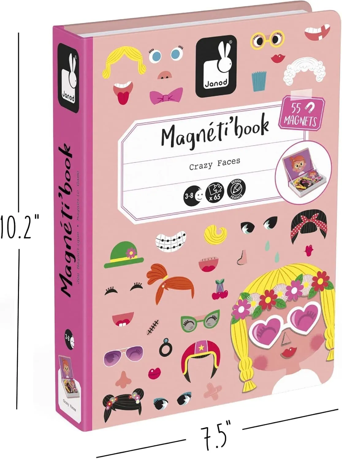 Janod MagnetiBook 66 pc Magnetic Girl Crazy Face Dress Up Game - Ages 3  J02717