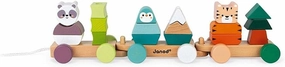Janod World Wildlife Federation - Pull Along 21 Piece Animal Stacking Train - Ages 2  - J08603