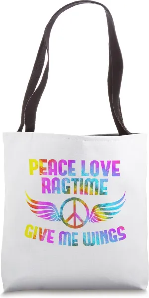 Jazz Ragtime Saying Outfit Jazz Music Peace Love Ragtime Tote Bag