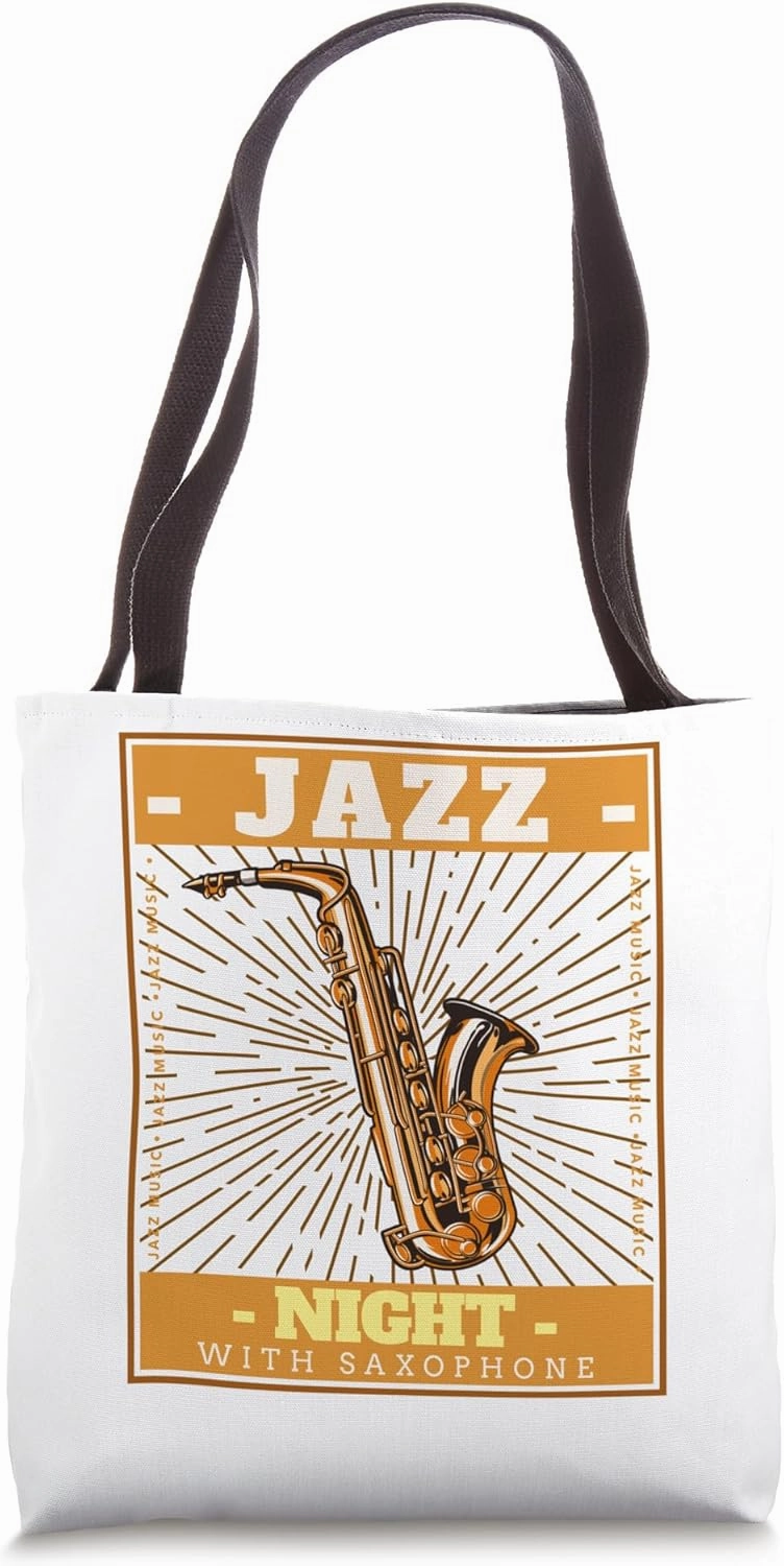 Jazz Night With Saxophone New Orleans NYC Musicians Band Tote Bag