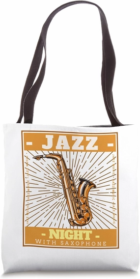 Jazz Night With Saxophone New Orleans NYC Musicians Band Tote Bag