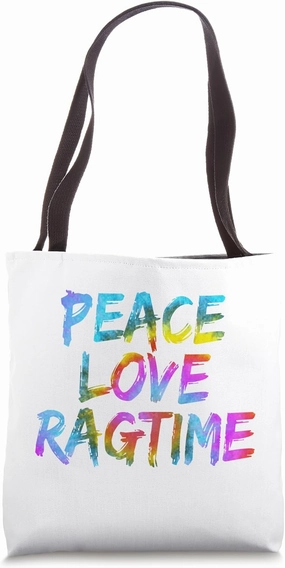 Jazz Ragtime Saying Design Jazz Music Peace Love Ragtime Tote Bag