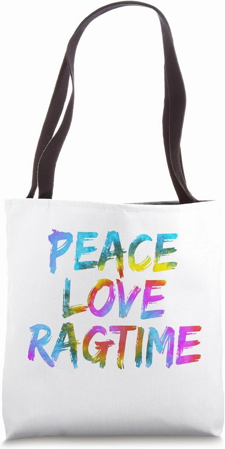 Jazz Ragtime Saying Design Jazz Music Peace Love Ragtime Tote Bag
