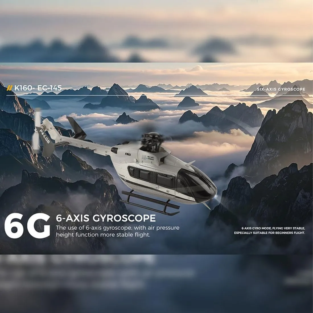 K160 Airbus EC145 Simulation RC Helicopter, 2.4G 4CH Brushless Motor Remote Control Helicopter for Adults Beginners, RC Plane Altitude Hovering Military Aircraft - 3 Battery