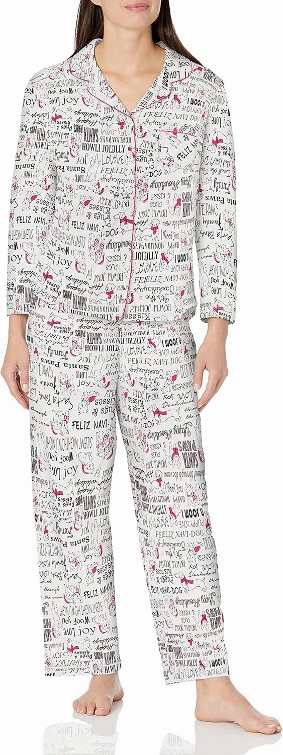 Karen Neuburger Women's Pajama Long Sleeve Animal Print Girlfriend Pj Set