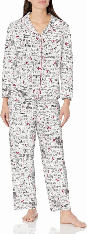 Karen Neuburger Women's Pajama Long Sleeve Animal Print Girlfriend Pj Set