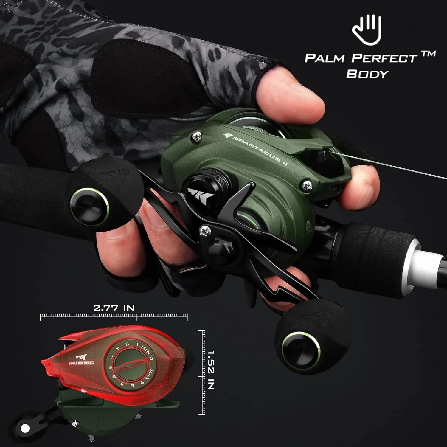KastKing Spartacus II Baitcasting Fishing Reel, 6oz Ultralight Baitcaster Reel, Super Smooth with 17.6 LB Carbon Fiber Drag, 7.2:1 Gear Ratio, 39mm Palm Perfect Lower Profile Design