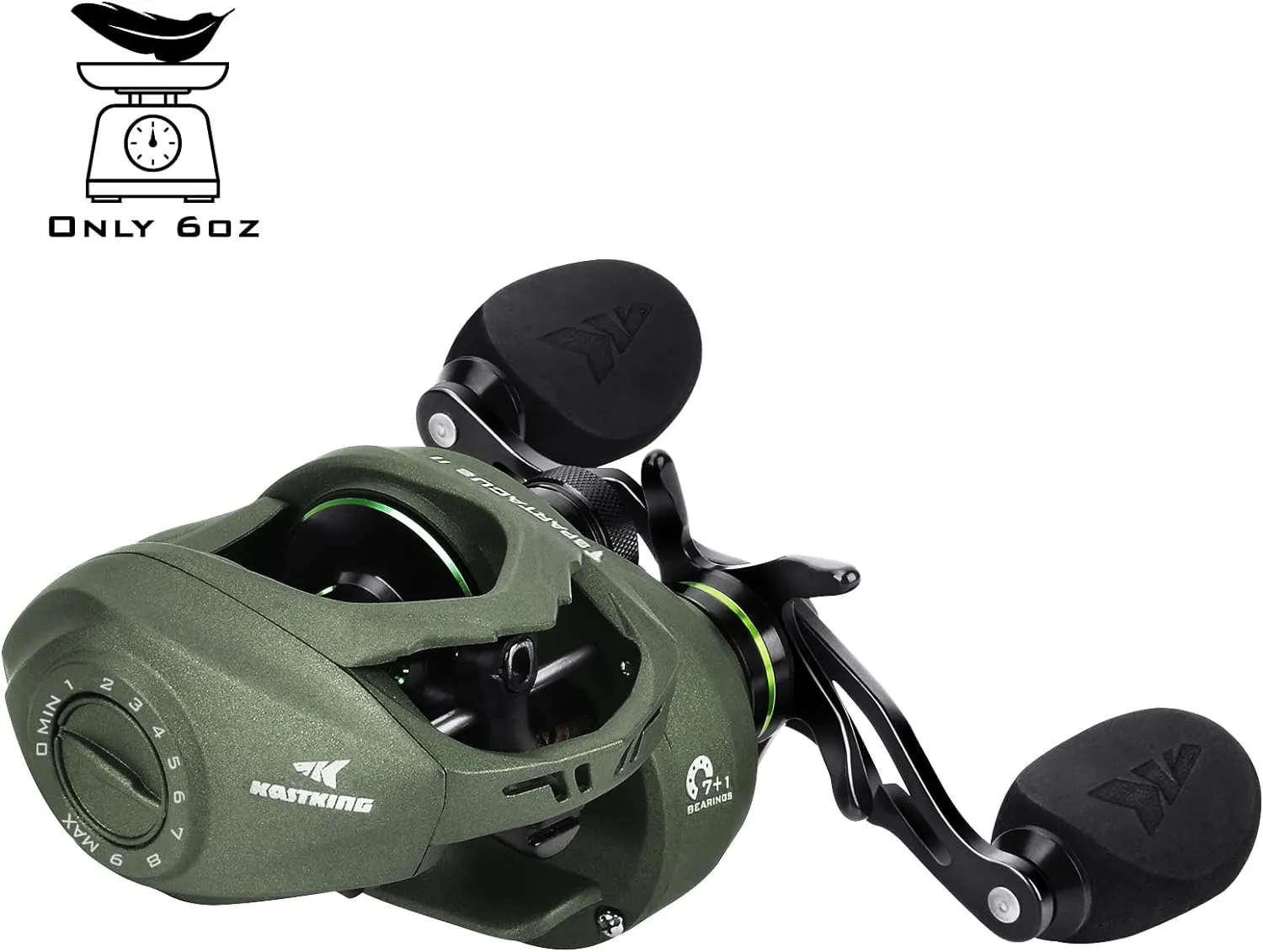 KastKing Spartacus II Baitcasting Fishing Reel, 6oz Ultralight Baitcaster Reel, Super Smooth with 17.6 LB Carbon Fiber Drag, 7.2:1 Gear Ratio, 39mm Palm Perfect Lower Profile Design